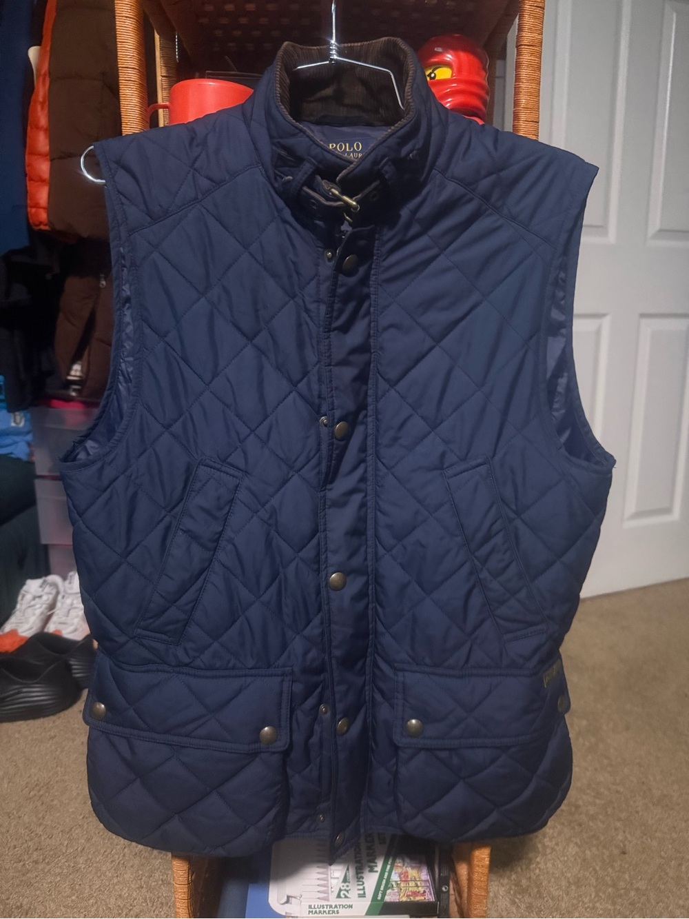 Ralph Lauren Navy Quilted Snap-Front Men's Vest